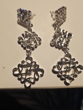 CC Boutique Silver Openwork Dangle Earrings